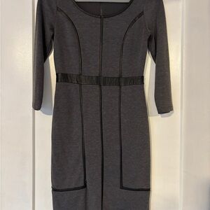 Elegant Gray Dress with Black Accents